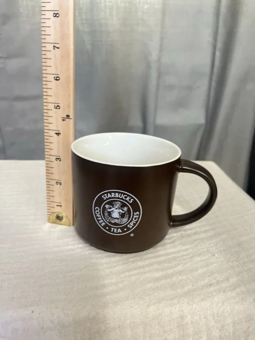 Starbucks 2013 Matte Brown Coffee Mug First Store Pike Place Market Seattle 14oz